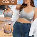 Women's Wireless Bras for Women Full Coverage No Underwire Push Up Bralette Seamless Everyday Bras Comfort Wirefree Padded Regular and Plus with Extender (Grey, Medium) (Gray, M)