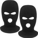 2 Pieces 3-Hole Full Face Mask Cover Ski Mask Winter Balaclava Cap Knitted Face Cover for Winter Outdoor Sports (One Size, Black)