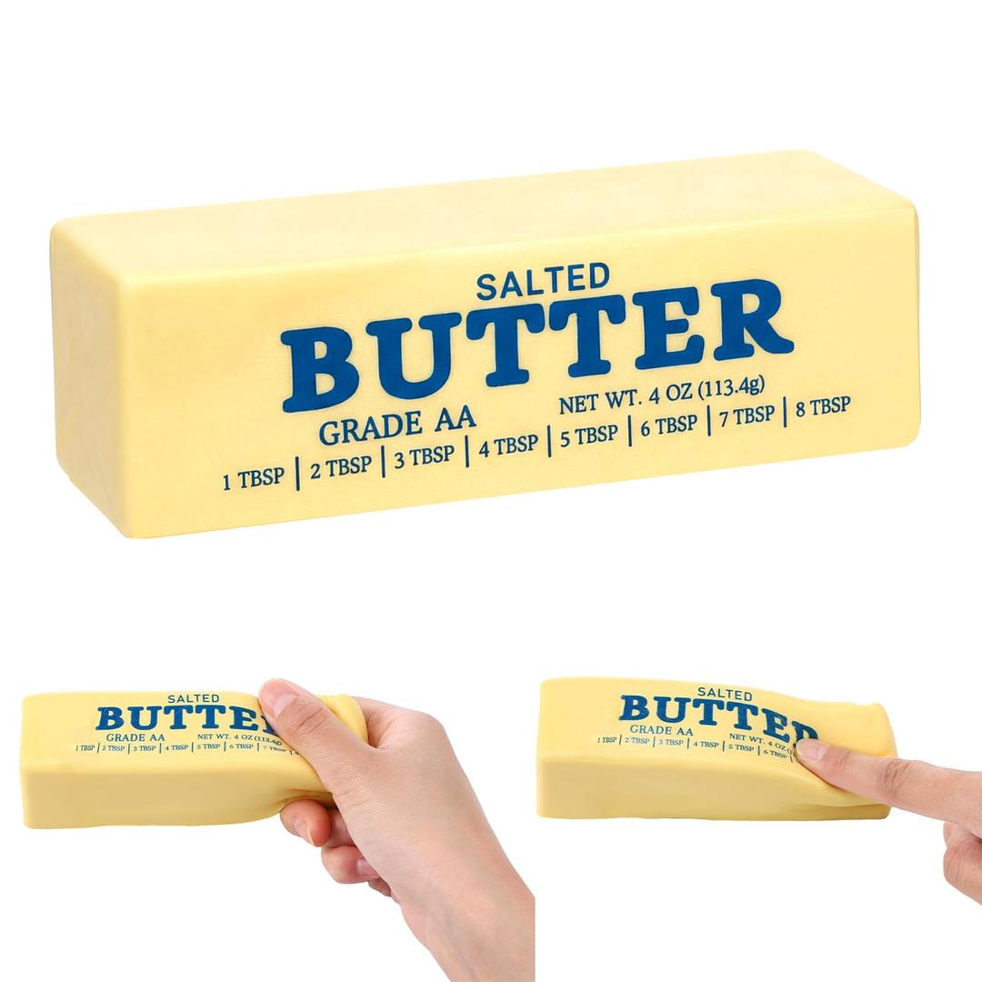 Meooeck 3 Pcs Butter Squeeze Sticks Toys, Large Super Soft Slow Rising Butters Squeeze Sticks, 5.5 Inch Sensory Stress Relief Butter Food Toys for Decompression Anxiety Relaxation