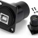 PENGLIN 2PCS USB B to A Panel Mount Connector, D Type USB 2.0 Female Feed Thru Coupler,USB B to USB 2.0 Printer Data Converter Adapter for Scanner External Hard Drive