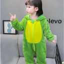 Toddler Kids Baby Animal Onesie Costume Cartoon Romper Hooded Zipper Fleece Jumpsuit Clothes Girls Dresses, Size 90/52