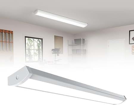 HYPERLITE 4ft LED Wraparound Light 60W,6600LM 4' LED Shop Lights Fixture with 3 Wattages for Garage,4000K Neutral White Wrap Light AC120V, 48inch Led Light Fixtures for for Garage, Office, Kitchen,2P