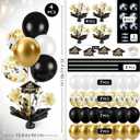 4 PCS Graduation Centerpieces for Tables Balloons Stand Holder Kit College Graduation Decorations 2026 Metallic Glitter Foil Balloon for Graduation Party Decorations Prom Decor(4, Black Gold)