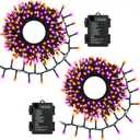 Purple Orange Halloween String Lights Battery, Total 20Ft 400 LED Cluster String Lights with Timer 8 Modes Firecracker Lights Outdoor Waterproof for Tree Home Decor