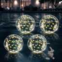 Floating Pool Lights Solar Powered,14 Inch 3000K Warm White Inflatable Glow in The Dark Balls,IP68 Waterproof Led Light up for Inground Pool, Christmas Decorations Outdoor Ornaments