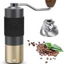 Manual Coffee Grinder - HEIHOX Hand with Adjustable Conical Stainless Steel Burr Mill, Capacity 30g Portable Mill Faster Grinding Efficiency Espresso to Coarse for Office, Home, Camping 2Pcs