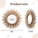 18 Inch Boho Sunburst Mirror, Round Wooden Wall Decor Starburst Sun Mirror for Bedroom, Living Room, Bathroom, Hallway, Balcony, Farmhouse Entryway, Housewarming GiftRustic Brown