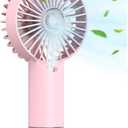 Portable Personal Misting Fan, Handheld Rechargeable Cooling Fan, 3-Speed, Suitable for Travel, Beach and Office Use Pink