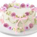 30 Pcs Wildflower Cake Decorations Baby in Bloom Cake Decorations Fake Wildflower Heads Pink Bow Topper for Women Birthday Wedding Bridal Baby Shower Party Picnic