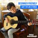 Pyle 30 Classical Acoustic 6 String Linden Traditional Style Guitar w/Wood Fretboard, Case Bag, Nylon Strap, Tuner, 3 Picks-for Beginner, Children Use, Right Handed, (PGAKT30)