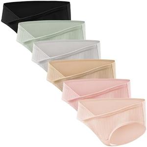 HBselect 6 PACK Maternity Underwear Cotton Maternity Panties Healthy Pregnancy Postpartum Underwear Under Bump Bikinis, XL