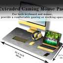 Computer Desk Mat XXL Mousepad Big Mouse Pad Gaming Desk Mats Office Pad Non-Slip Rubber Base Waterproof with Stitched Edges 35.4 X 15.7 for Game Office, White Grey Geometric