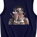 RoseSeek Summer Retro Graphic Tank Top Hippop Streetwear Y2K Tees (Blue, S)