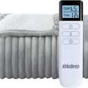 Heated Blanket Electric Blanket 62"x84", Soft Flannel Sherpa Electric Throw with 5 Heating Level & 12 Times Setting, Heated Throw with Overheating Protection, Machine Washable(Light Grey)