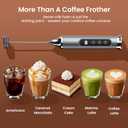 YUSWKO Silver Milk Frother Wand for Coffee with Stand, Handheld Coffee Frother, Rechargeable Drink Mixer, Waterproof Electric Whisk