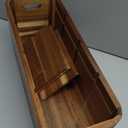 Wooden Kitchen Utensil Holder Organizer for Counter or Countertop, Large Wooden Utensil Holder for Storage Cooking and Silverware with 4 Compartment, Acacia Rustic Wood Container Extra Large