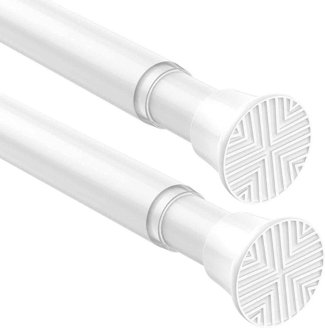 2-Pack White Tension Curtain Rods, 18 to 36 Inch, Spring-Loaded Curtain Rods No Drilling, Small Tension Rod for Windows, Door Closet, Pressure Rod