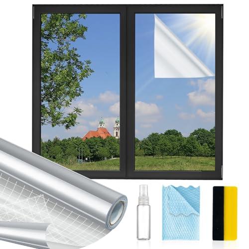 MAGIDEKOR Window Privacy Film One Way, Reflective Mirror Window Film Daytime Privacy, UV Sun Blocking Heat Control Static Cling, Window Tint for Home Office - 23.6 Inch x 6.5 Feet
