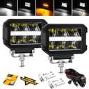 Auxbeam 4.5 Inch LED Driving Light Pods, Offroad Cubes Driving Beam Spotlights with White DRL& Amber Turn Signal Light, 120W 13920LM Super Bright Off Road Work Auxiliary Lights with Wiring Harness