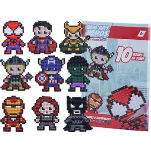 Kids Crafts Gem Art Hero Sticker Kit - Diamond Painting by Numbers with Rhinestones Fun & Easy - Includes 9 Super Hero Stickers - Educational Craft Activity for Children Ages 5+ - Over 9 Hours of Fun