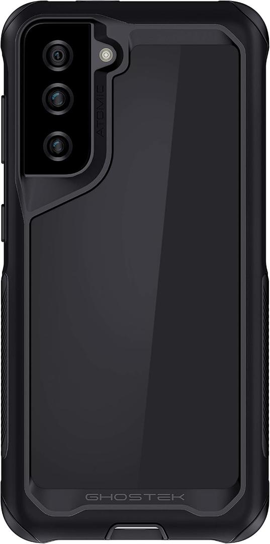 Ghostek ATOMIC Slim Designed for Samsung Galaxy S21 Case with Protective Aluminum Bumper and Clear Back Design Heavy Duty Shock-Absorbent Protection for 2021 Samsung S 21 5G (6.2 Inch) (Phantom Black)