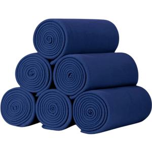 ZYFZCYBL Fleece Throw Blankets Lightweight Warm Soft Cozy Pet-Friendly Bulk Fleece Throw Blanket Solid for Home Bed, SofaOffice,Gifts, Couch (Pack of 6-50 x 60 inchNavy)