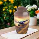 Vintage Airplane Cremation Urn, Adult Memorial Urn with Velvet Bag, Decorative Aviation Design
