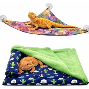 Mechpia Bearded Dragon Tank Accessories, Reptile Bedding Hammock Soft Fabric Warm Sleeping Pillow with Cover Substrate for Bearded Dragon Leopard Gecko Lizard