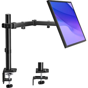 monTEK Single Monitor Stand for 17-32 inches Screen, Fully Adjustable Monitor Arm Desk Mount up to 22lbs Capacity, Computer Mount with C Clamp and Grommet Base, Max VESA 100x100mm