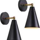 MWZ Modern Black Wall Sconces Lighting, 2 Pack Gold Rustic Lamp Fixture Farmhouse Simplicity Bronze Finish Arm Swing Industrial Wall Lights for Bedroom,Living Room,Reading,Kitchen