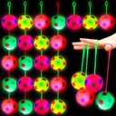 Wettarn 24 Pcs 2.6 Inch Bouncy Light up Ball for Kids LED Flashing Spiky Sensory Stress Balls Fidget Sensory Glow Toys Carnival Prizes Bulk School Halloween Christmas Party Favor(Soccer)