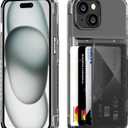ACANDYA for iPhone 15 Case Wallet Clear Protective Phone Case with Credit Card Holder Heavy Duty Protection Shockproof Anti-Scratch Anti-Yellow Cover for iPhone 15 6.1 inch, Transparent Black