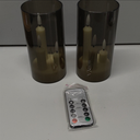 3 in 1 Flameless Taper Short Candles with 10 Key Remote Control and Timer, Battery Operated Pack of 2 LED Acrylic 3" x6" Grey Pillar Flickering Warm Light