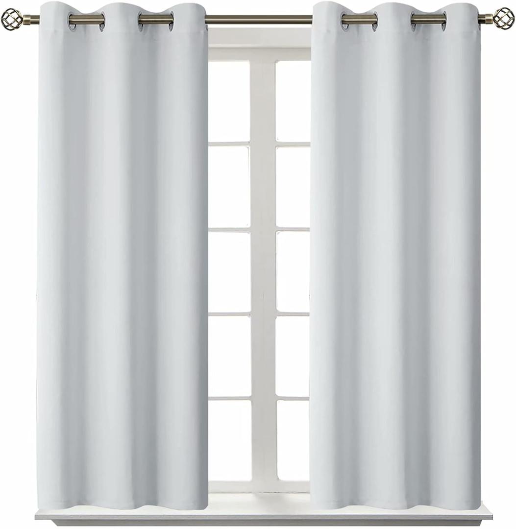 BGment Room Darkening Curtains 54 Inches Long - Grommet Thermal Insulated Drapes Window Treatment Curtains for Bedroom, 2 Panels, 38 x 54 Inch, Greyish White