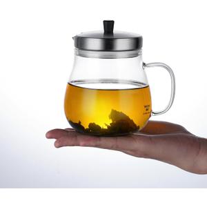 400ml (13.52 oz) Glass Teapot with Stainless Steel Strainer, Clear Teapot for Stovetop, Home, Office or Solo Tea Drinking