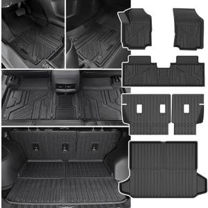 Floor Mats & Cargo Mat & Backrest Mat for 2018-2024 Chevy Equinox/GMC Terrain, All Weather TPE Car Floor Liners Trunk Mat Accessories for Chevrolet Equinox
