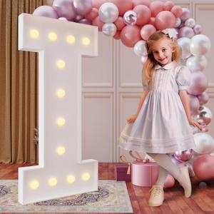 imprsv 4FT Marquee Light Up Letters for Birthday Party Decorations Large Marquee Letters for Wedding Event Bridal Shower Engagement Anniversarty Party Decor,Letter I