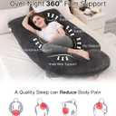 ALLOPERA Pregnancy Pillow, Full Body 57 Inch Maternity Pillow with Removable Washable Cover - Sleep Support for Legs, Back, Neck, Shoulder, HIPS, Belly for Pregnent Women, Black Grey Velvet Cover