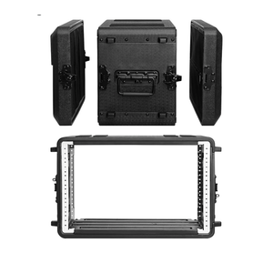 4U Rack Case Shallow 12" Depth, 19" Rackmount Flight Cases Easy Installation Portable Carry Watertight Dust Proof 2 Space Shockproof Mount Racks with Microphone Compartments Space Saving