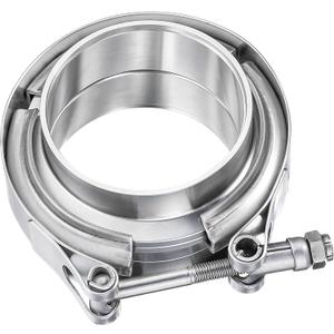 1.75 Inch V Band Clamp with Flange Male Female, 304 Stainless Steel V-Band Flange Kit For Turbo, Downpipes, Exhaust Systems