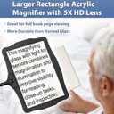 Magnifying Glass w/Light for Seniors Elderly Reading Full Page Diamond Painting, Large Rectangular Lighted Magnifier w/Dimmable LED Desktop Lamp, Hands Free Magnifier for Crafts Arts Sewing Close Work