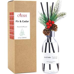 Clesh Reed Diffuser Set, 6.7 oz Cedar Scented Diffuser with Sticks, Home Fragrance Reed Diffuser for Bathroom Shelf Decor
