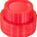 U-QE 100PCS Red Plastic Plates - Heavy Duty Red Disposable Plates Disposable with Gold Rim - Include 50PCS 10inch Dinner Plates and 50PCS 7.5inch Dessert/Salad Plates for Party