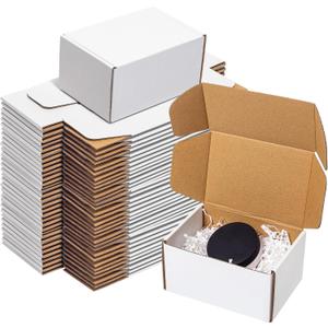 Wowxyz White Shipping Boxes 6x4x3" 60 Pack - Corrugated Cardboard Mailing Boxes for Small Business - Literature Mailer Packaging Supplies