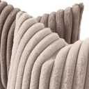DecorUhome Cozy Faux Fur Throw Pillow Covers 12x20 Set of 2 Decorative Soft Plush Striped Lumbar Modern Farmhouse Boho Couch Pillow Cases with Velvet Back for Sofa Bed Living Room, Tan