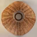 creative rattan lampshade hanging pendant light covers wicker woven, rustic Boho Ceiling Light cover For Hallway Bedroom Kitchen Light Fixture Replacement floral Flower-inspired Designs (1pack, Natural Deep Brown)