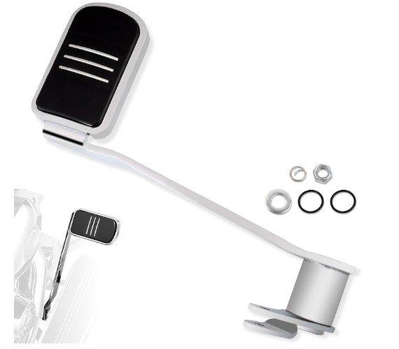 WOWTK Rear Brake Lever w/Brake pedal pads for Harley 2014-2025 Touring and Trike, for CVO Road Glide Road King Electra Glide Road King Street Glide, Chrome