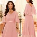 DRESSTELLS Formal Wedding Guest Dresses, 2026 Spring Bridesmaid Party Cocktail Evening Long Prom Lace Dress (Pink, 2XL)