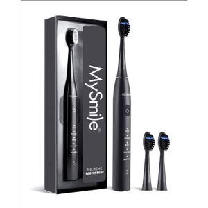MySmile DY156 Electric Toothbrush for Adults, Rechargeable Sonic Battery Toothbrush Portable with 3 Brush Heads, 2 Mins 5 Modes Smart Timer, 45000VPM, One Charge for 60 Days Black
