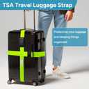 Luggage Straps with TSA Lock, Travel Belt for Luggage, TSA Approved Luggage Straps, 3-Dial Combination Locks Adjustable Suitcase Belt, Quick-Release Buckle (Green), 2 Pack